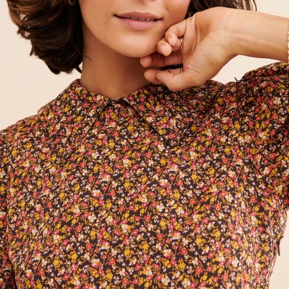 Free People Making Plans Floral Boho Point Colar Mini Dress - Picture 6 of 14